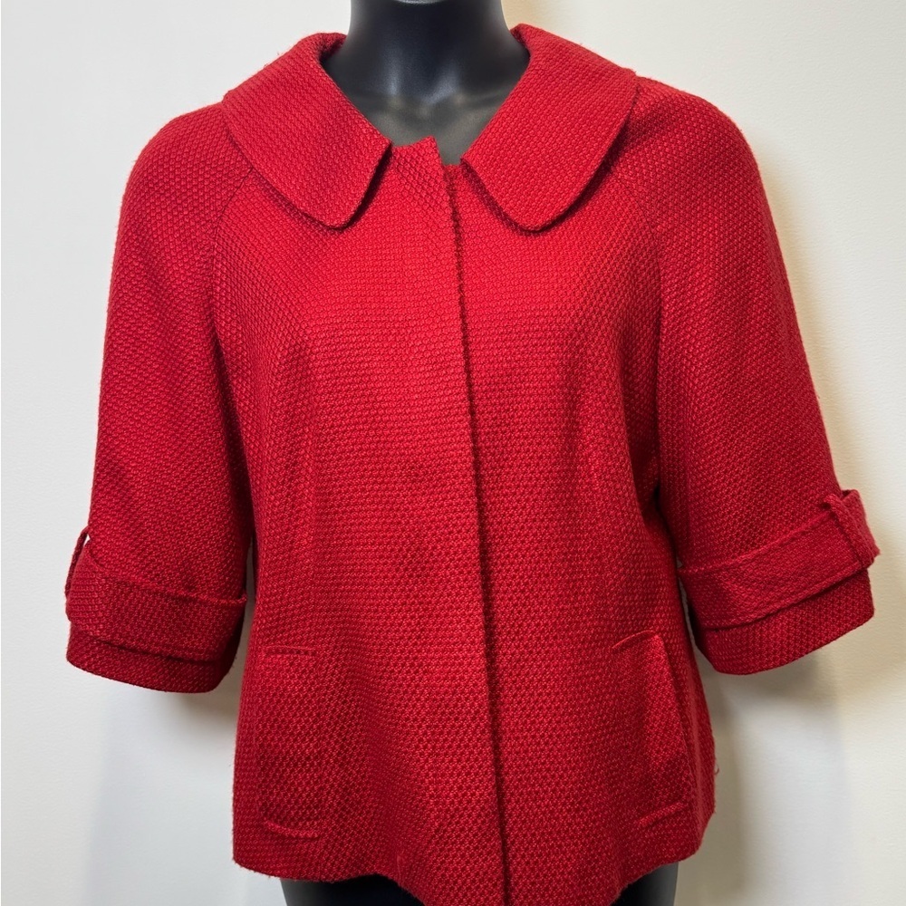 Chaus Red Textured Cropped Jacket (Size 12) - Picture 7 of 8
